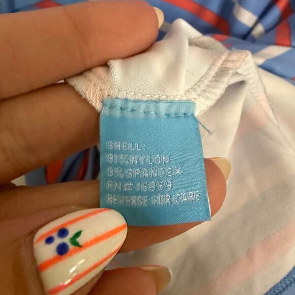 J. McLaughlin Nicola Layered Top Criss-Cross Striped 3/4 Sleeves Blue Size XL - Picture 4 of 4